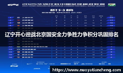 辽宁开心迎战北京国安全力争胜力争积分巩固排名